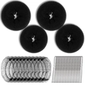 Detailed set of black hair styling tools including bun makers, hair nets and U-shaped pins - 24-Piece Set (5cm) / Black