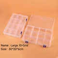 Macro detail of large 10-compartment clear plastic organizer box with blue safety buckles - Large 10-Compartment Adjustable (30x20x6cm)