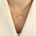 Collar de lujo francés con colgante de candado de la suerte dorado y cadena de eslabones - 40+5cm / Dorado