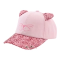 Rosa Kinder-Baseballkappe mit Pailletten-Katzenohren und gesticktem Katzengesicht - Pailletten Katze - Rosa