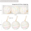 Set of 3 macaron style 8cm Christmas foam balls with colorful textured surface coating - Set of 3 / AB White