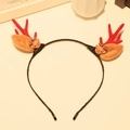 Christmas reindeer headband with red antlers and cartoon plush deer on black metal ring - Headband 1# (Single)