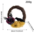 Halloween wreath with black roses, crow, and spider for spooky party door decoration - Dead Branch Rose Crow Wreath