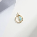 Detail of a gold plated charm with blue enamel inlay and clear crystals for DIY jewelry - Gold Blue