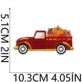 Detail view of red truck and pumpkin embroidery patch with dimensions 10.3cm x 5.1cm - Pumpkin Truck (C5CW-15-10)