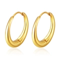 Pendientes de aro pulidos de acero inoxidable chapados en oro de 18K para mujer - Oro de 18K / Dorado