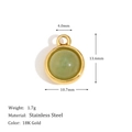 18K gold plated stainless steel ocean charm with green translucent gemstone pendant - Half Round Green Aventurine Pendant - Gold