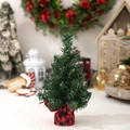 Mini sapin de Noël artificiel vert avec base en tissu à carreaux rouge et noir - Sapin de Noël de 25cm avec base à carreaux
