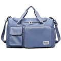 Blue-purple nylon gym bag with separate shoe compartment and adjustable shoulder strap - Blue