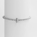 Minimalist silver beaded bracelet with polished metallic capsule charm for women - Silver I