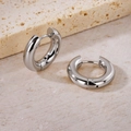 Polished silver chunky stainless steel hoop earrings with secure clicker closure - 4.0 Steel Color Inner Diameter 10mm