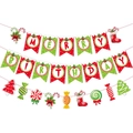 Striscione Merry Birthday rosso e verde con bastoncini di zucchero e decori natalizi - Set Compleanno 3 Corde (Y-00150-1)