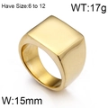 Anello a sigillo quadrato dorato da uomo con superficie 15mm e peso 17g - US 7 / Quadrato Oro
