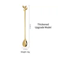 Golden leaf-shaped stainless steel dessert spoon, 18.8cm long coffee stirrer - 18.8cm Gold Leaf Spoon (Thickened)