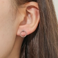 Silver twist rope hoop earring with textured geometric design for men and women - Twisted Rope Hoop Studs