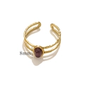 French vintage style open ring in gold finish with an 8mm oval purple gemstone - Purple / Gold Band