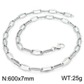 Minimalist silver geometric hexagon link chain necklace with lobster clasp, 600x7mm size - Style A Steel Color Necklace 60cm (KN228632-Z)