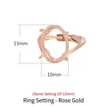 S925 sterling silver rose gold ring mount for 10x15mm oval stones with adjustable band - Stone Size 10*15mm / Rose Gold