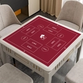 Red square rubber poker mat with non-slip texture and printed game zones on white table - 60*60cm / Rose Red - Square / 3.5mm Thickened Silent Rubber Base
