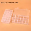 Top view of two 18-grid transparent plastic storage boxes with secure snap-lock lids - Medium 18-Compartment (23.3x11.7x4.1cm)