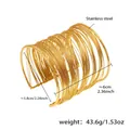 Detailed view of wide 18k gold plated stainless steel multi-layer wire wrap bangle - Large (Width 6cm) / Gold