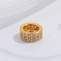 Distanziatore in argento 925 placcato oro con doppia fila di zirconi per bracciali fai da te - Doppia Fila Grande 6mm / Oro