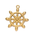Gold-plated stainless steel ship wheel nautical pendant charm for DIY jewelry making - Gold 552# Ship Helm / 21*24mm