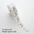 White Christmas ribbon roll with gold deer patterns, 2.5cm wide and 5m long size - White Reindeer / 2.5cm Wide-5m/Roll