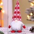 Standing Christmas gnome plush ornament in red plaid hat with dimensions 24x12cm - Faceless Doll-Style D