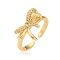 Anello dorato a fiocco regolabile con micro zirconi per un look sofisticato - Stile CE00840YH / Oro