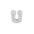 Exquisite silver letter U charm with micro-pave zircons for DIY jewelry making - Letter U Pendant