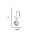 Silver heart pendant nose ring with clear zircon, dimensions 1.4cm by 0.54cm - 4# Silver