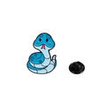 Cartoon blue snake enamel brooch with gradient colors and black rubber backing - Cute Blue Gradient Snake