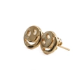 Minimalist copper gold-plated round smiley face stud earrings with a hollow design - Golden Hollow Smiley