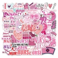 Set di adesivi rosa impermeabili per infermieri con motivi Nursing Life e Scrub Life - 50 fogli/confezione / Immagine Infermieristica Carina Rosa