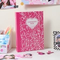 A5 Ringbuch für Fotokarten mit rosa Marmormuster, Herzdesign und elastischem Verschluss - Rosarot (Ohne Innenseiten)