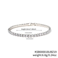 Silver-toned hip hop tennis bracelet featuring 0.4cm round cubic zirconia stones - 19cm / White Zirconia