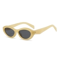 Retro oval cat-eye sunglasses with cream frames and dark grey lenses for street style - Jelly Yellow Frame Grey Lens