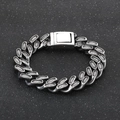 Pulsera de eslabones cubanos vintage en acero inoxidable oxidado con textura para hombre - Color Acero Vintage (KB184811-KJX)