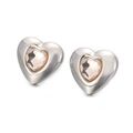 Vintage heart earrings in gold-plated steel with champagne crystal glass finish - Silver Champagne Heart Style (KE51430-Z)