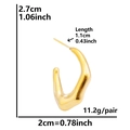 Detailed dimensions of 18K gold plated stainless steel earring with measurement markings - Wave Texture Irregular C-Shaped Style (D211-G)