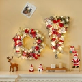 Christmas wreath and wall hanging set with snow-flocked pine, red balls, and LED lights - Snow-flocked Combo With LED Lights
