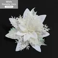 White Christmas glitter flower ornament with layered petals and 13cm diameter - White