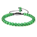 Adjustable 6mm green cat-eye stone bead bracelet with black handmade braided cord - 6mm / Green Cat's Eye