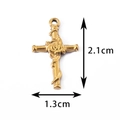 Vintage golden stainless steel cross pendant with embossed rose motif, 2.1cm by 1.3cm - 3# / Gold