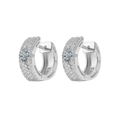 Orecchini a trifoglio in argento S925 con pavé di zirconi bianchi e blu brillanti - Argento 925 / Oro Bianco