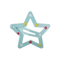 Star-shaped blue hair clip with colorful polka dots for kids made of painted metal - Style 20-Light Blue with Polka Dots