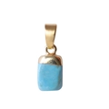 Minimalist natural light blue gemstone pendant with polished gold plated top finish - Turquoise