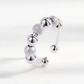 Polished and frosted silver beads open bangle bracelet for anxiety relief - Alternating Matte and Polished Beads Style (AJ041)