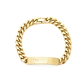 Bracciale a catena cubana dorata in acciaio inossidabile con piastra curva e diamanti - Barra Curva 3-Diamanti Catena Cubana / Oro